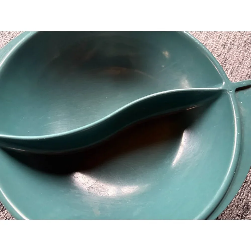 Boonton‎ N.J. USA Vintage Teal Divided Dish Bowl 605-10 Durable Melamine Plastic